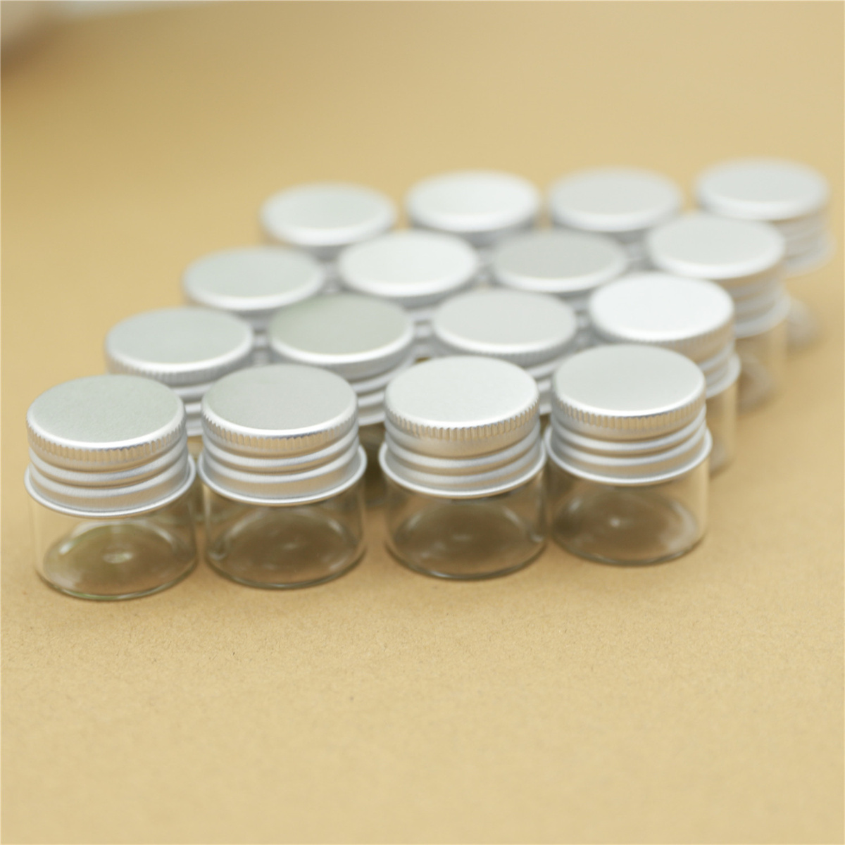 50/100 pcs/lot Small Glass Bottles Aluminum Caps 21*30*30mm 10ml Glass Jars Decorative Glass Containers DIY Craft Vial Bottles