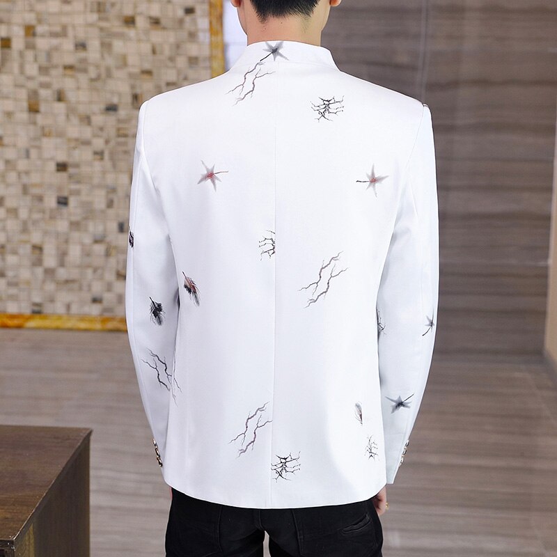 spring autumn men stand collar personality suit trend leisure Mao suit popular logo Korean version slim small suit jack