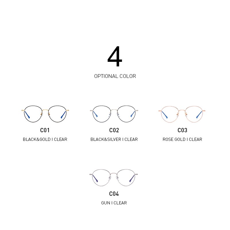 BANMAR Computer Round Frame Glasses Women Rays Radiation Gaming Eyewear Frames Metal Unisex Anti Blue Light Glasses Men Optical