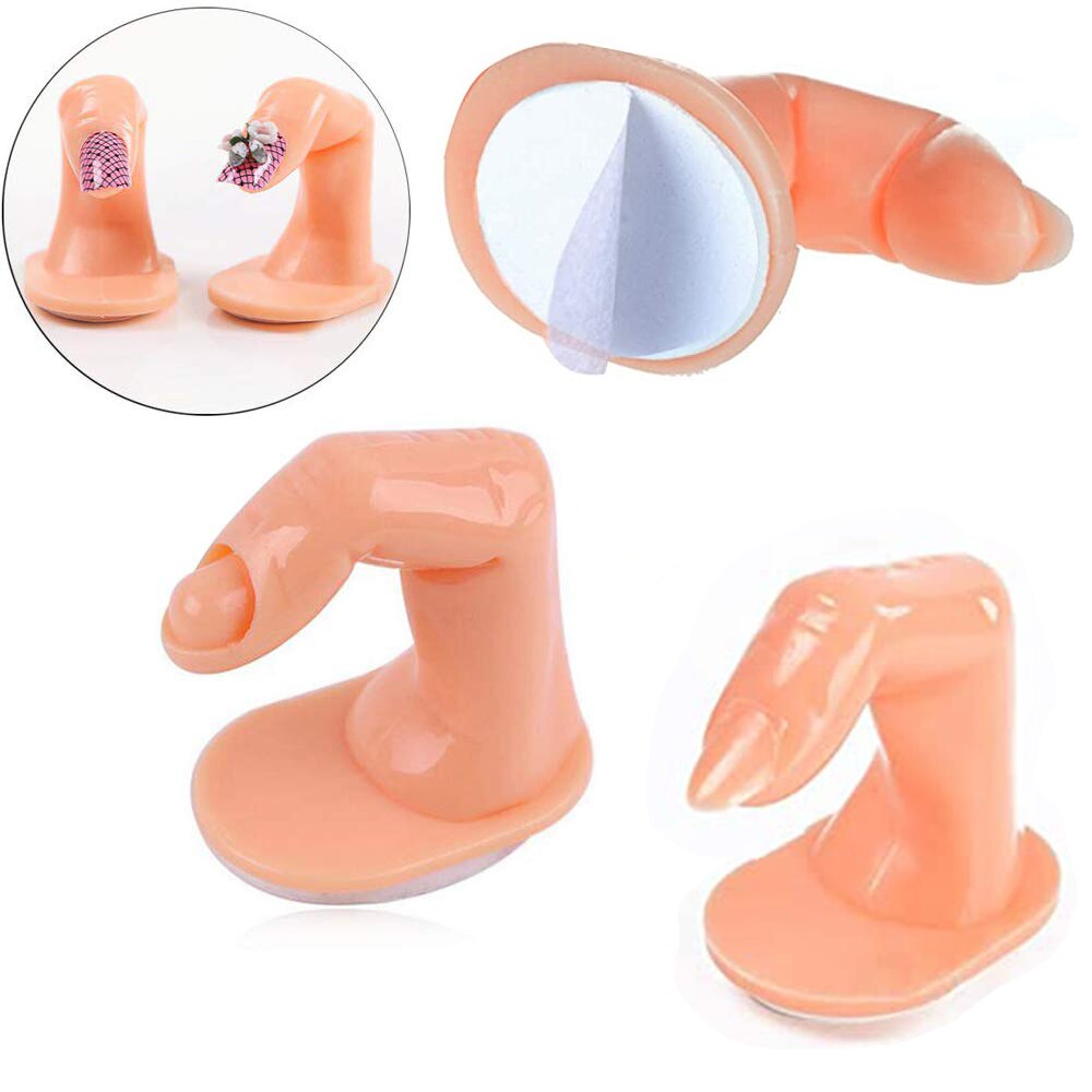 2 stk praksis finger nail art praksis finger plast fingre med negle til hånd nail art træning display dekorationsværktøjer