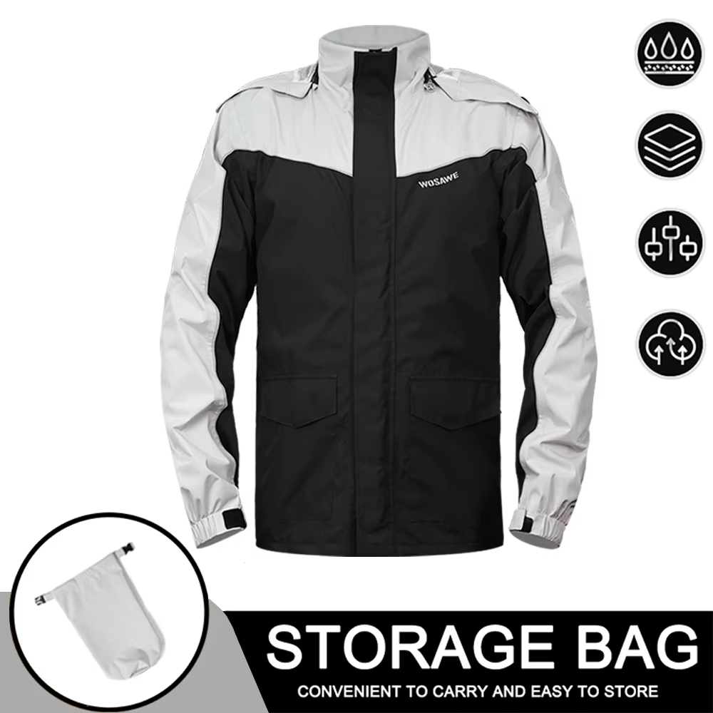 WOSAWE Motocicleta Impermeável Impermeável Masculina Impermeável Terno De Motocross Motocicleta Chuva Jacket Split Chuva Pano