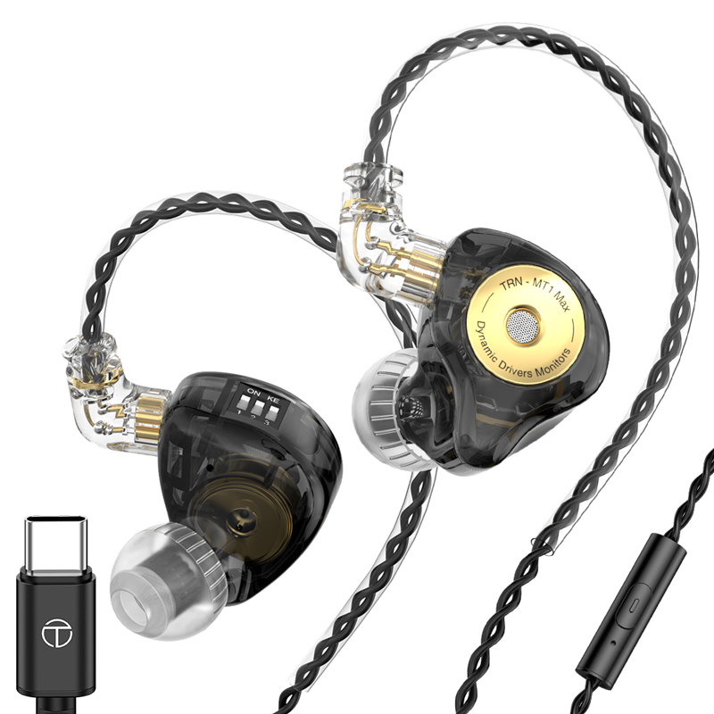 Douszne słuchawki douszne TRN MT1 z podwójnym magnesem dynamiczne urządzenie sterujące z wyłącznikiem słuchawki douszne HIFI basowy zestaw słuchawkowy MT4 BT20XS: YELLOW