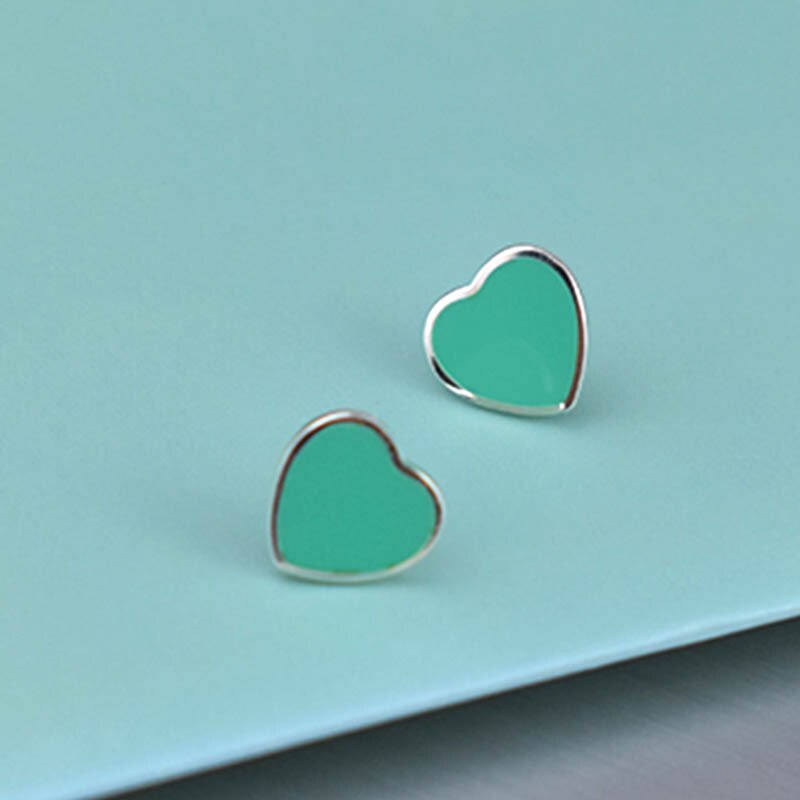 women earring stud Stainless steel Blue heart earrings stud women jewelry for women Accessories punk stly