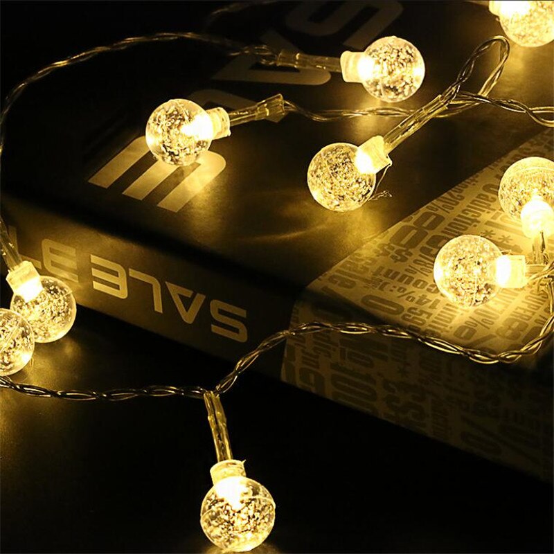 4M 20 LED Crystal Balls String Lights Wedding Christmas Outdoor Garland Home Decoration Night lamp Fairy Lights