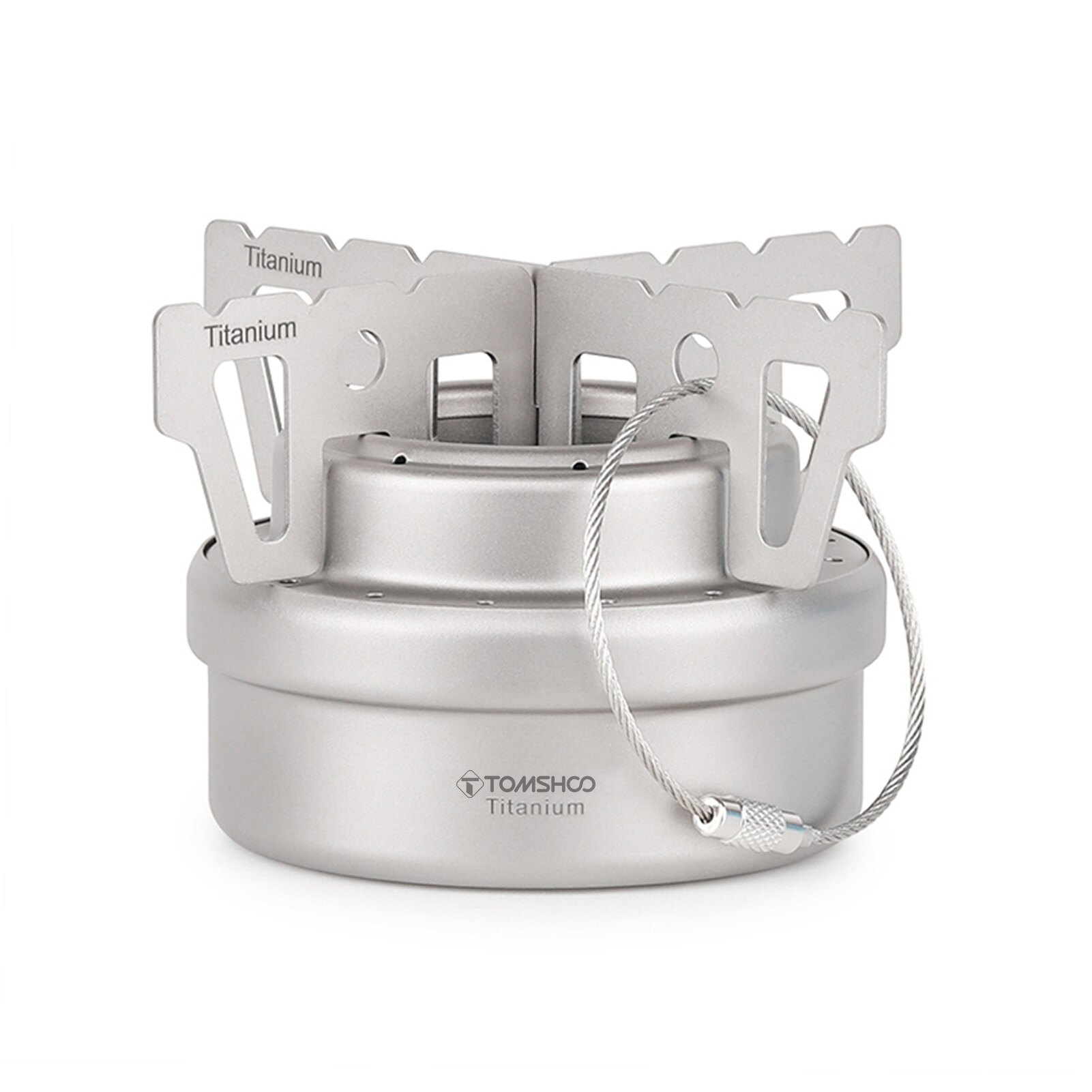 TOMSHOO Portable Mini Titanium Alcohol Stove with Lid Cross Stove Stand Rack Outdoor Camping Backpacking Cooking Alcohol Stove: with Rack 1