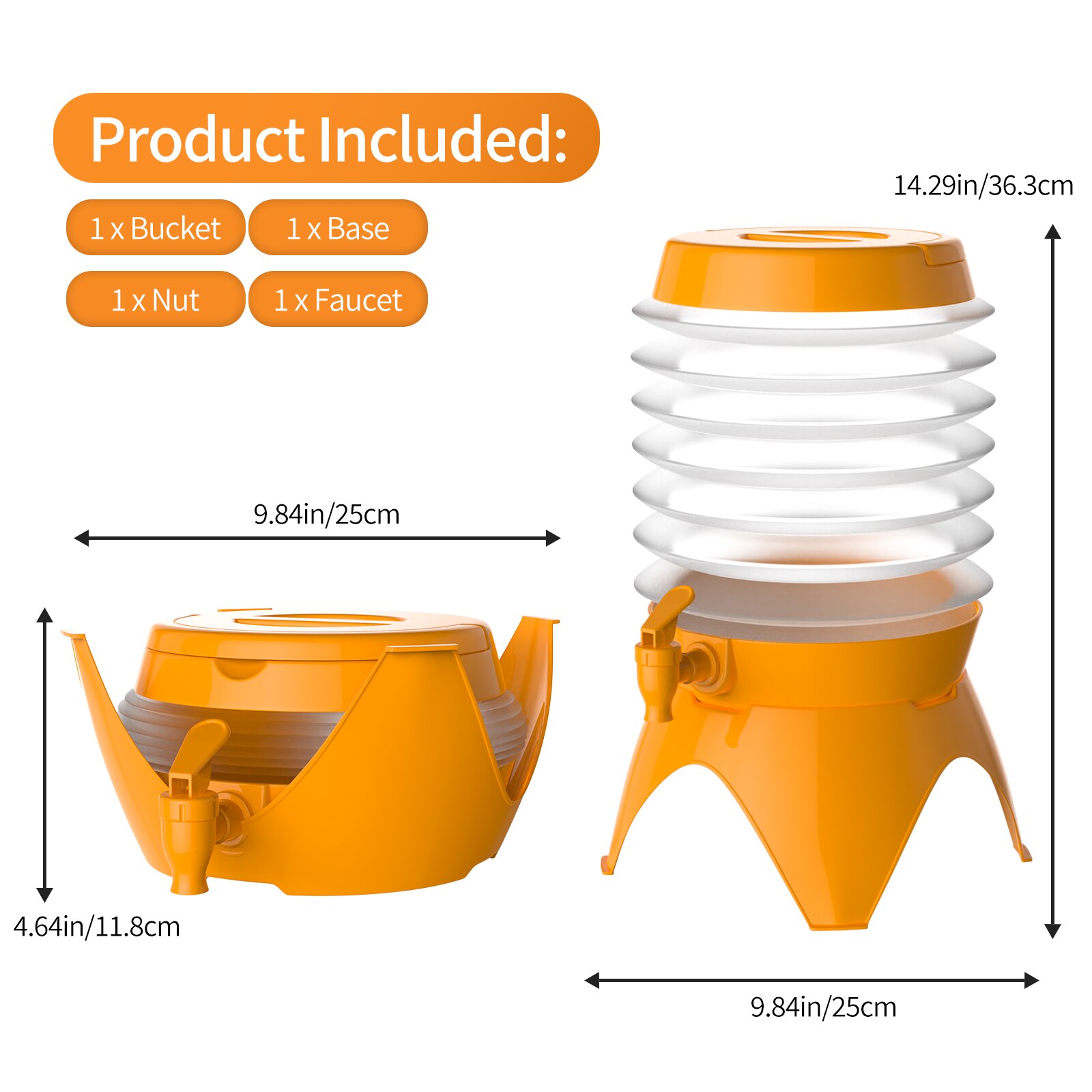 1.5 Gallon Beverage Dispenser,Collapsible Drink BPA Free Plastic Lemonade Beverage Dispenser Water Container with Stand &amp; Spigot: Orange
