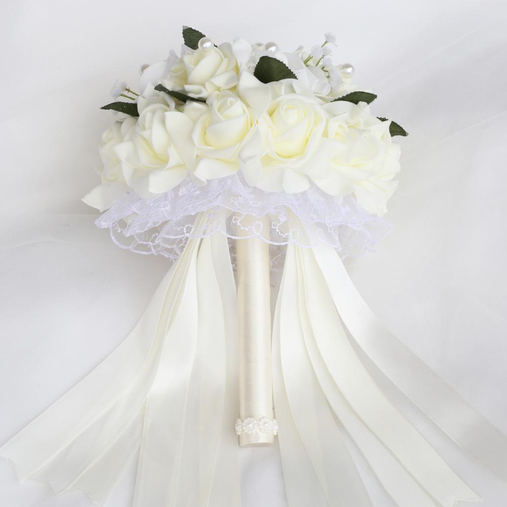Ramo de novia Artificial Simple de 9 colores para dama de honor con flores de espuma PE ramo de rosas de boda hecho a mano decoración de FW007B