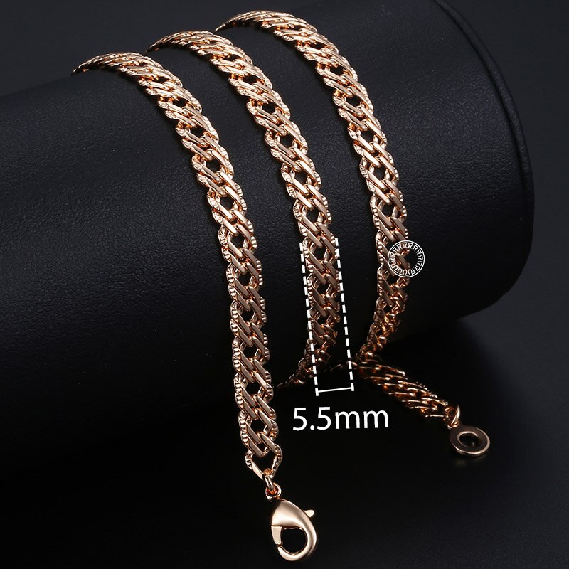 Sieradenset voor dames, 585 roségouden armbanden en kettingen, gehamerde venetiaanse ketting, sieraden 5.5mm kcs 03