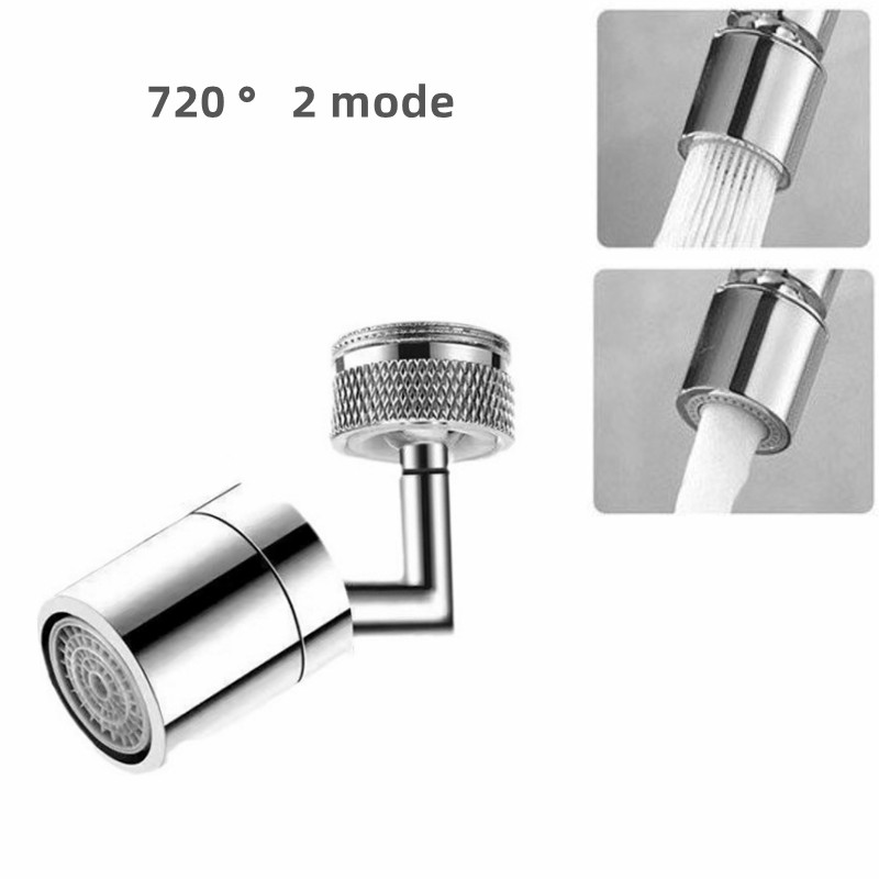 RVS 720 ° Rotatie Kraanverlenger Universele Spatwaterdichte Besparing Kraan Sproeikop Badkamer keuken Extender Adapter: Zilver