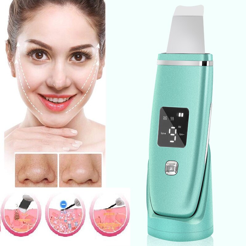 Lcd ultrasone huidreiniger en usb gezichtsstomer luchtbevochtiger diepe facelift reinigingsmachine peeling schep gezicht poriën reinigen