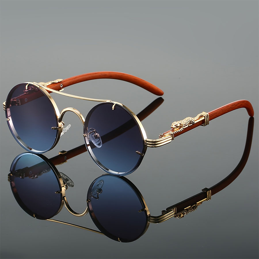 Kammpt vintage redondo óculos de sol masculino moda ponte dupla multicolorido tons feminino retro na moda marca luxo design óculos de sol: CINZA