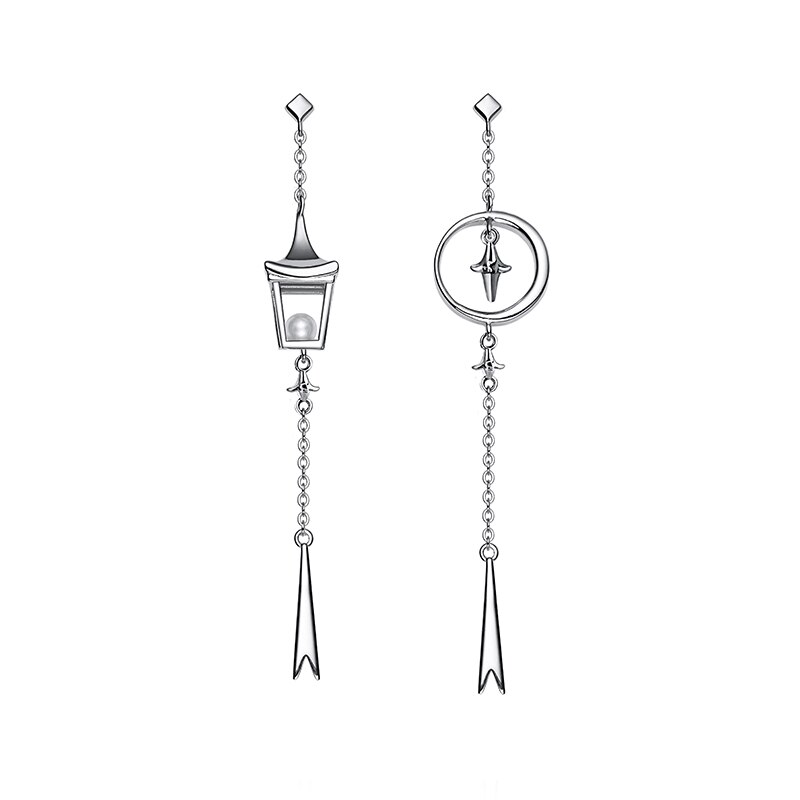 Thaya vintage vedhæng øreringe slippe perle lanterne håndlavede  s925 sterling sølv studs til kvinder kvindelige fine smykker: Sølvørering