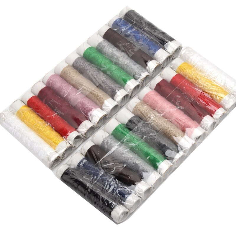 24 carretes/2 juegos 12 colores poliéster duradero hilo de coser máquinas de mano manualidades de costura ropa confección de ropa uso