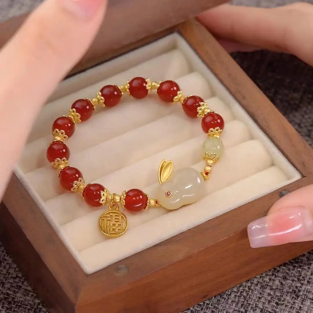 1pc Huan Schönheit Jade Kaninchen Armbinde Mädchen Reiche Kaninchen Kleine Kaninchen Nische Hohe Aussehen Ebene Armbinde