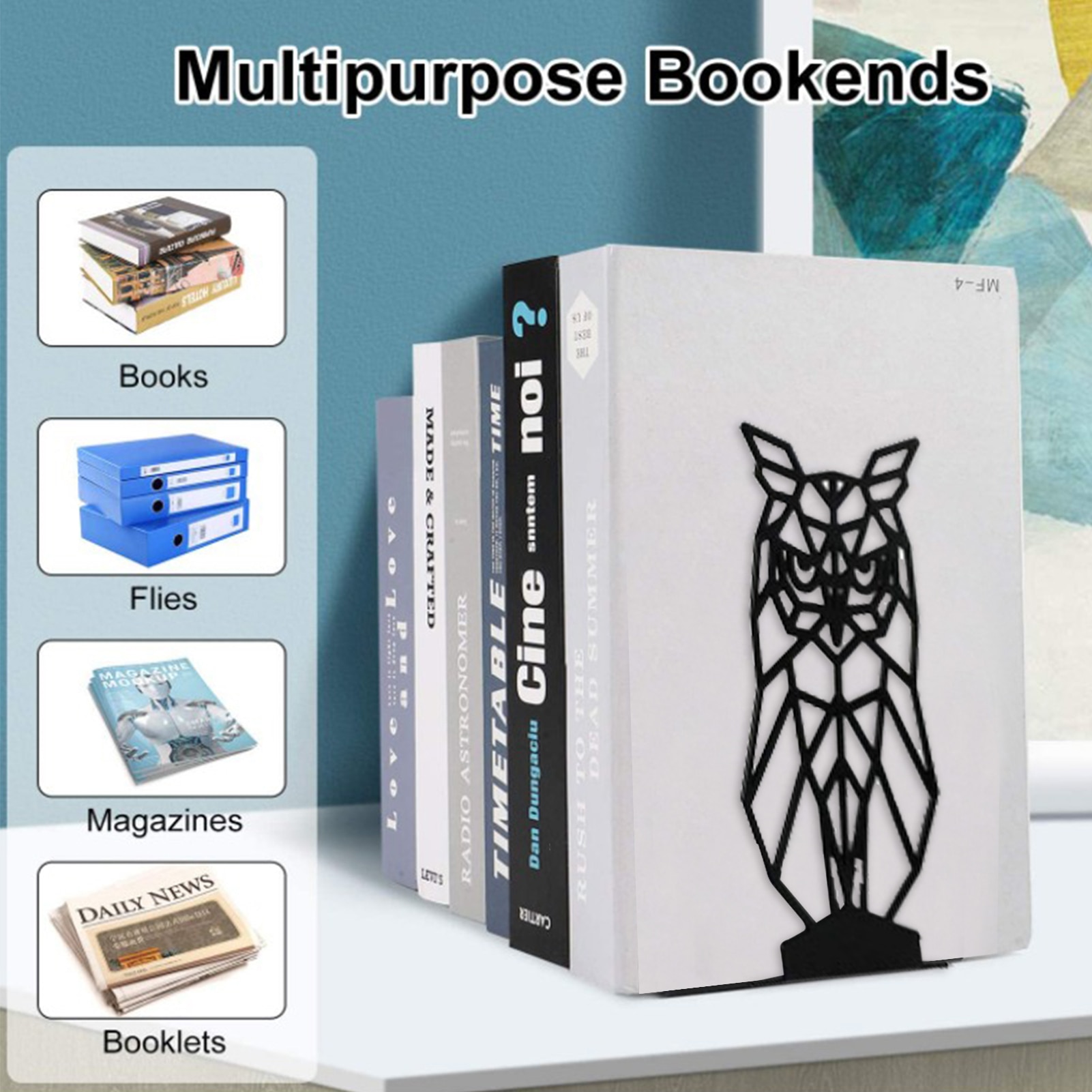 Zwarte Uil Boekensteunen Houders Anti-Slip Lezen Boek Opslag Plank Ondersteuning Stand Desktop Organizer Office Accessoires