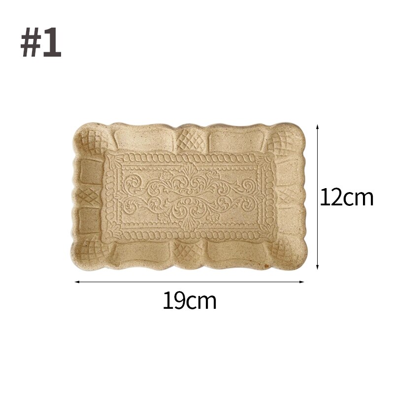 Retro Wooden Storage Tray Carved Shell Trays Earring Pendant Jewelry Plates Holder Snack Bread Candy Storage Organizer: S1 storage tray