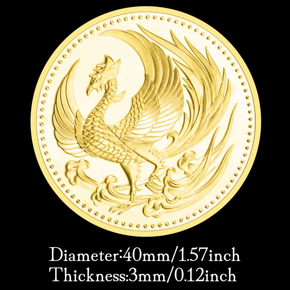 Phoenix Souvenir Coin Gold Plated Commemorative Coin Mythological Creatures The Secular Bird Pattern Collectible Coin