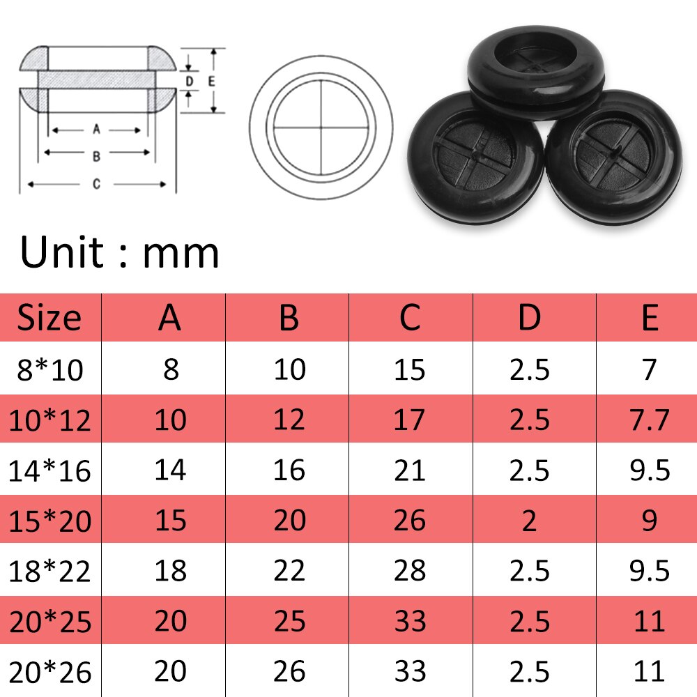 50pcs Double-sided Rubber Grommet Firewall Hole Plug Retaining Ring Car Electrical Wire Gasket For Cylinder Valve Water Pipe