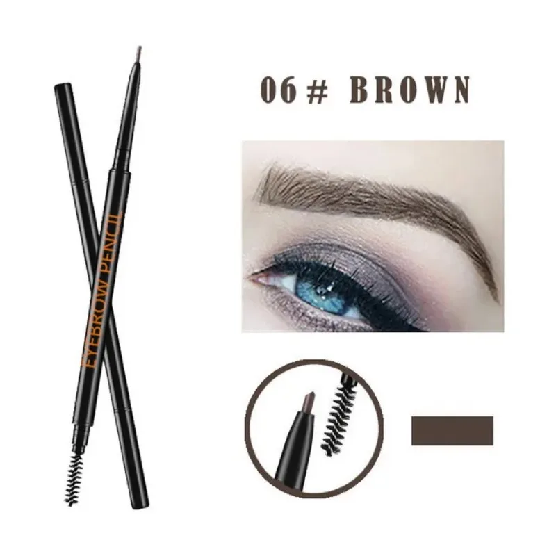 1,5 mm feiner Augenbrauenstift mit Doppelkopf-Automatikrotation, einzeiliger Augenbrauenstift, wasserfest und make-up-freiem Make-up-Stift: Licht Grün