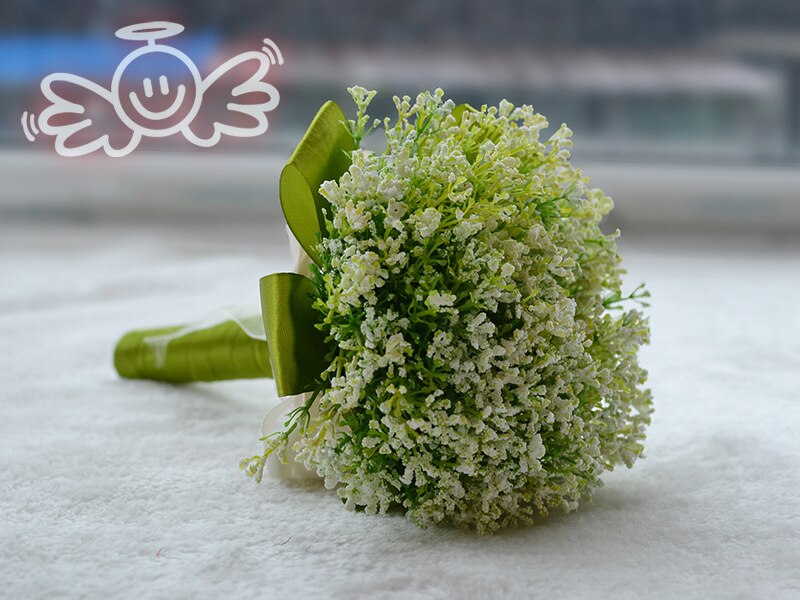 Fresh Romantic Wedding Bouquet Lavender Purple Green Gypsophila Fresh and Natural Outdoor Romantic Wedding Bouquet: green