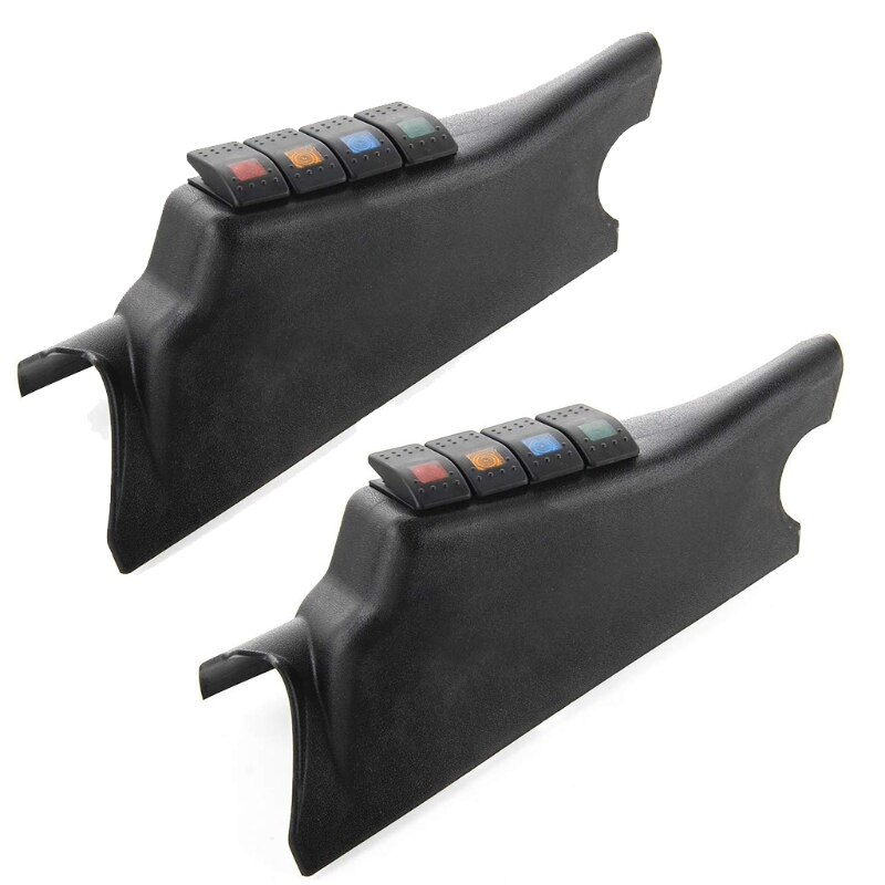 Car Left Right Side A-Pillar 4 Rocker Switch Panel Pod with Control Compatible with 2007 Jeep-Wrangler JK-JEE