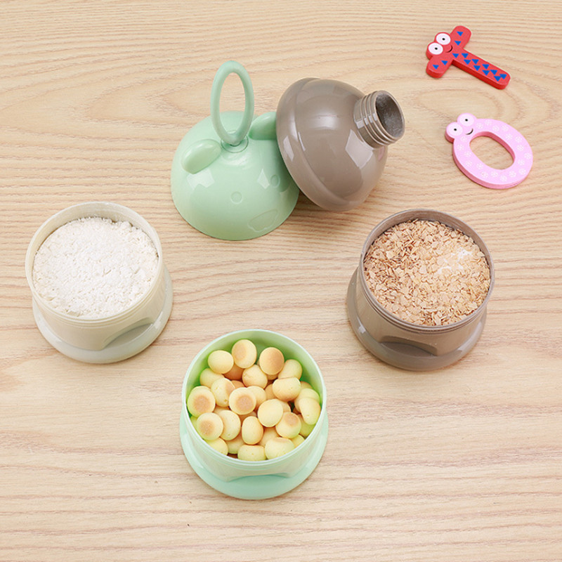 3 Layer Frog Style Portable Baby Food Storage Box Essential Cereal Cartoon Milk Powder Boxes Toddler Kids Formula Milk Container