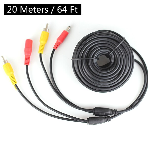 5 10 15 20 Meters DC Power RCA AV Video 12V 24V Extension Cable for Car Truck Bus Parking Home CCTV Camera: 20 Meters