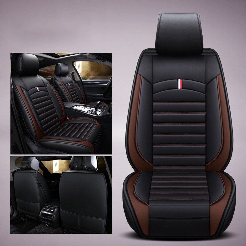 Auto Stoelhoezen Pu Lederen Zetel Protector Auto Stoelhoezen Universele Fits Meest Cars Covers Auto Accessoires: Black Brown
