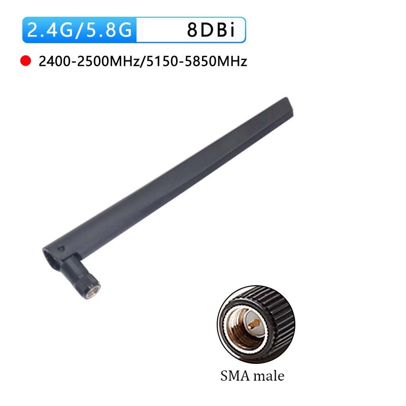 H-2 Technik Dual-Band WiFi Antenna - 2.4GHz & 5GHz, 5dBi, SMA Male, 90° Foldable