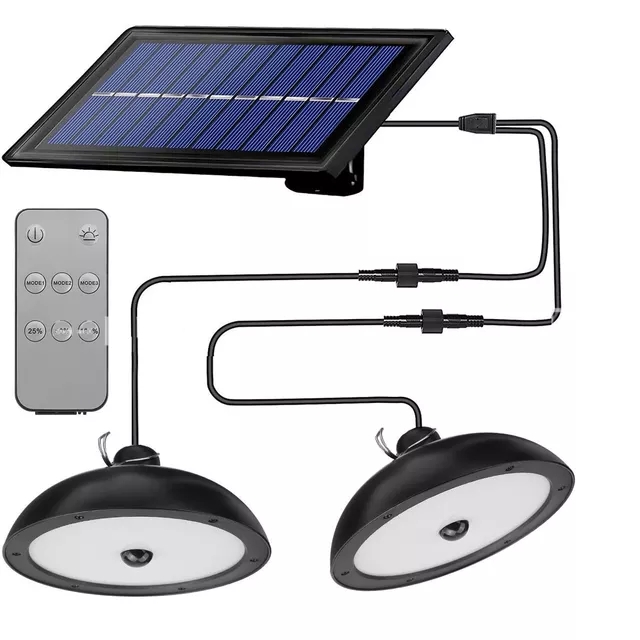 Dobbelthovedet solcellelampe udendørs vandtæt split fjernbetjening 78 led solcellelampe med bevægelsessensor havesolar skur lys: Dobbelt med sensor / Hvid