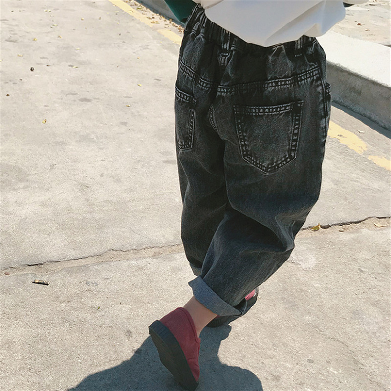 Korean style boys casual black jeans kids children all-match loose denim pants