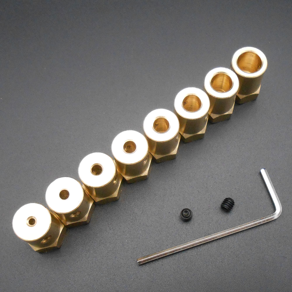 2Pcs X 12MM Hex Brass Shaft Motor Coupling Coupler 2MM 3MM 3.17MM 4MM 5MM 6MM 7MM 8MM L=18MM For Wheel Tyre DC Motor *FD895-902