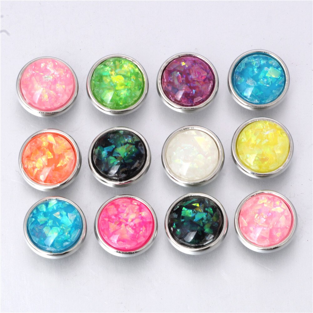 10pcs/lot Mixed Color 12MM Random Fish Scale Resin Snap Button For Women Fit 12mm Snap Bracelet Bangle Earrings Necklaces: 8