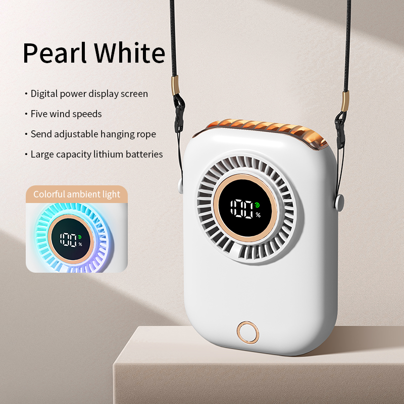 Xiaomi 7-kolorowy wentylator na szyję Przenośne mini światła Inteligentny wyświetlacz cyfrowy Kolorowa atmosfera Pięć biegów żart regulowane: żółty
