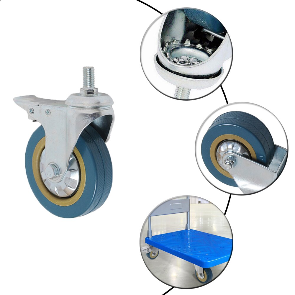 3/4 Inch Swivel Caster Wheels Heavy Duty Caster with M10/12x30mm Threaded Stem No Noise Wheels For Carts workbench Equipment
