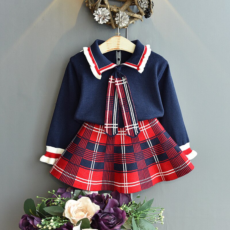 Maglione bambino autunno inverno bambini natale maglione lavorato a maglia gonne abito 2 pezzi abbigliamento bambino imposta vestiti invernali ragazze