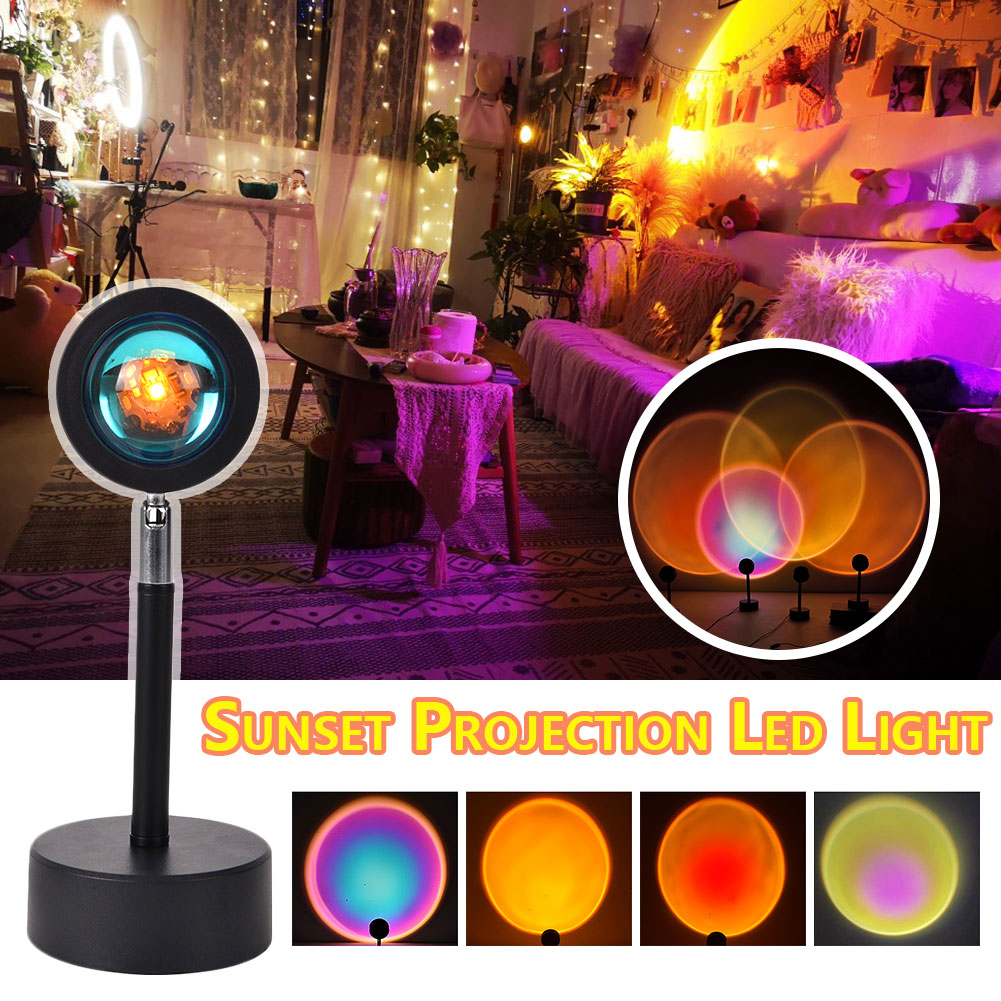 Led Light Rainbow Sunset Projection 180 Degree Rotation Rainbow Projection Lamp For Home Party Living Room Bedroom Lamps