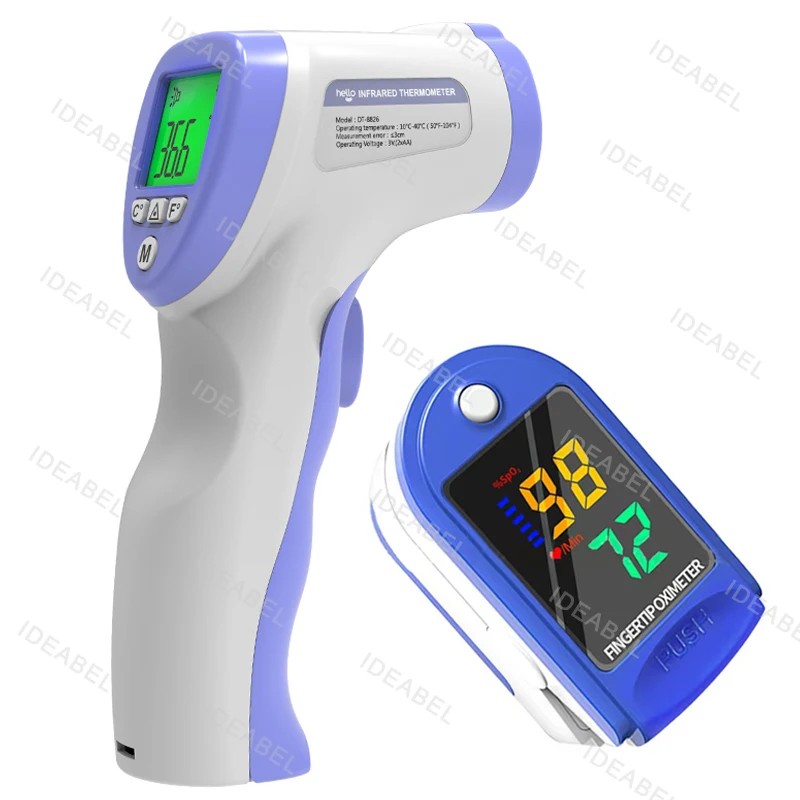 Termômetro médico para febre ir, termômetro digital para ouvido, criança, adulto, sem contato, temperatura corporal ou mini oxímetro, ferramenta de oxigênio no sangue: CORAL