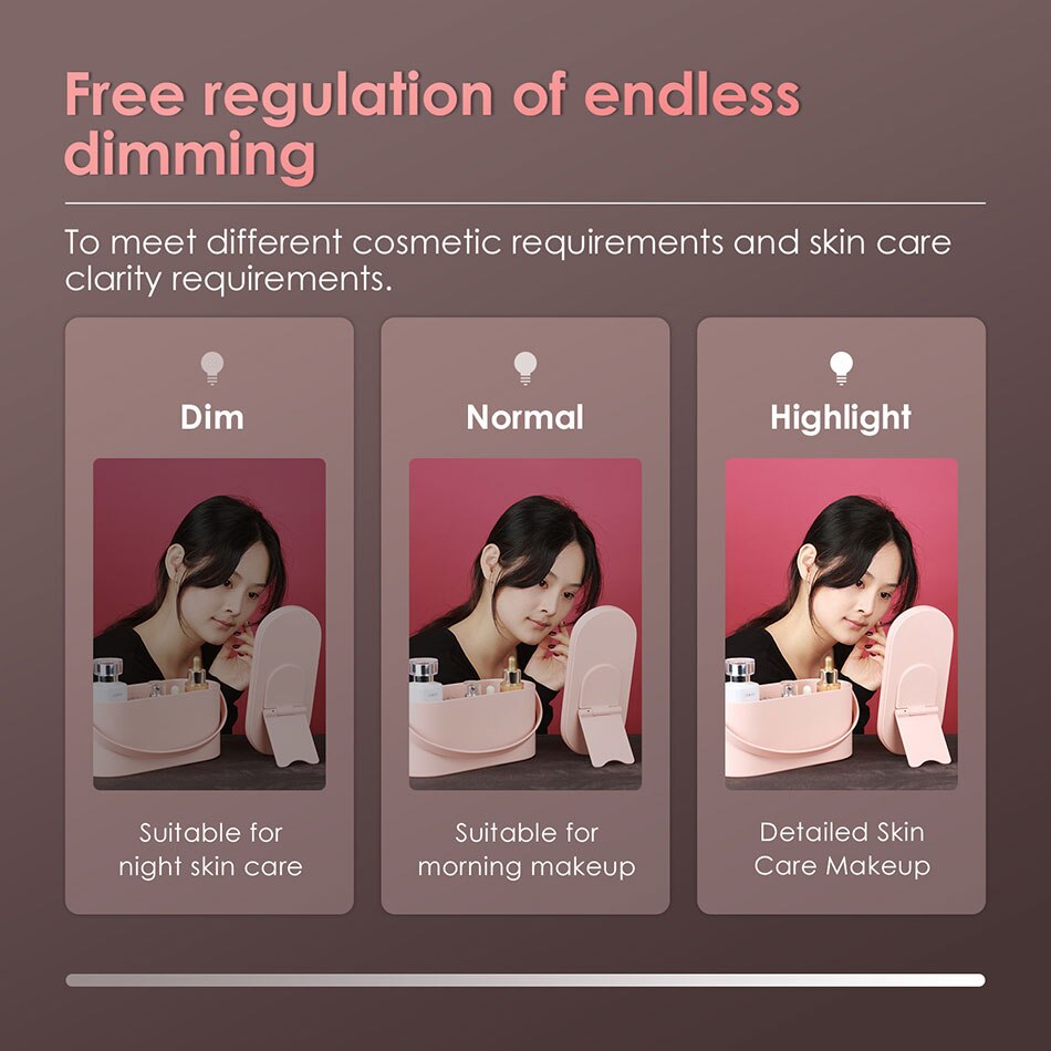 Podświetlane lustro robić makijażu skrzynka Organizer na kosmetyki z oświetleniem doprowadziło lustro robić makijażu kreatywne 2 w 1 przenośne pudełko na przybory robić makijażu