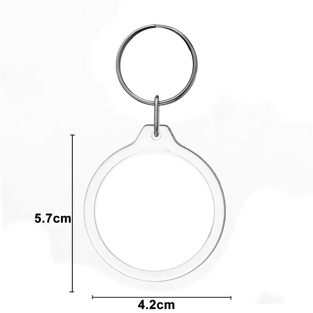 Klarer Acryl-Fotorahmen-Schlüsselanhänger, Foto-Einsatz, Schlüsselanhänger, blanko, rechteckig, DIY-Schlüsselanhänger, Bilderrahmen-Schlüsselanhänger mit geteiltem Ring: Blau / Weiß