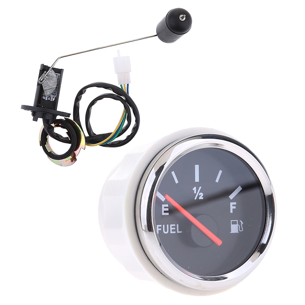 52mm Fuel Level Gauge Meter + Fuel Sensor E-1/2-F Pointer Trim Kit