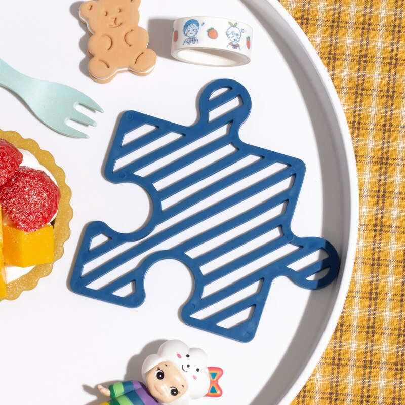 Puzzel Creatieve Siliconen Coaster,4-Kleur Diy Splic Antislip Hittebestendig -Schoon Leuke Placemat, home Kitchen Bar Tafel Matten.: Placemat D