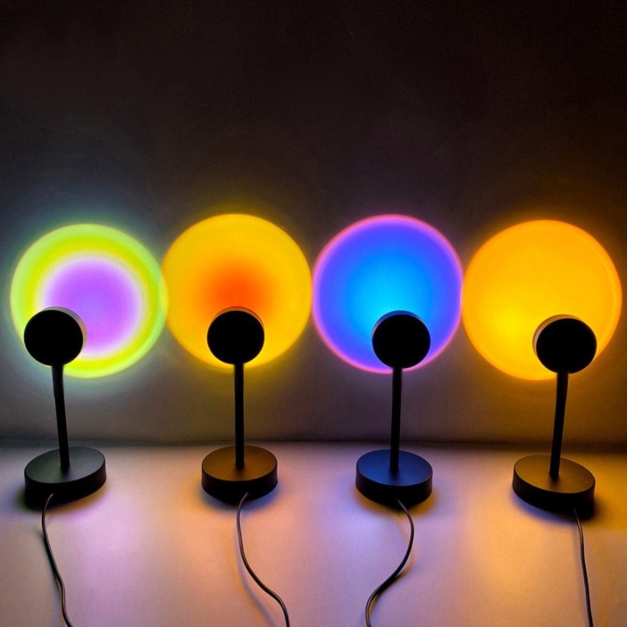 Zonsondergang Rode Led Nachtlampje Zon Projectie Usb Rainbow Projector Wanddecoratie Verlichting Bureaulamp Voor Slaapkamer Bar Koffie Winkel