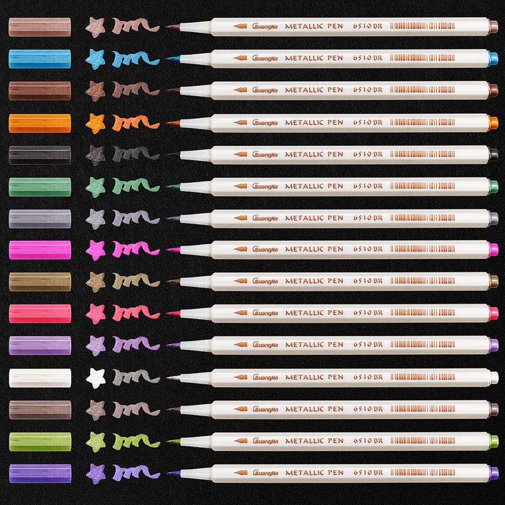15/20/30 farver metalliske tuschpenne glaspenne bruges på papir, glas, plast, keramik, træoverflade: 15 farver