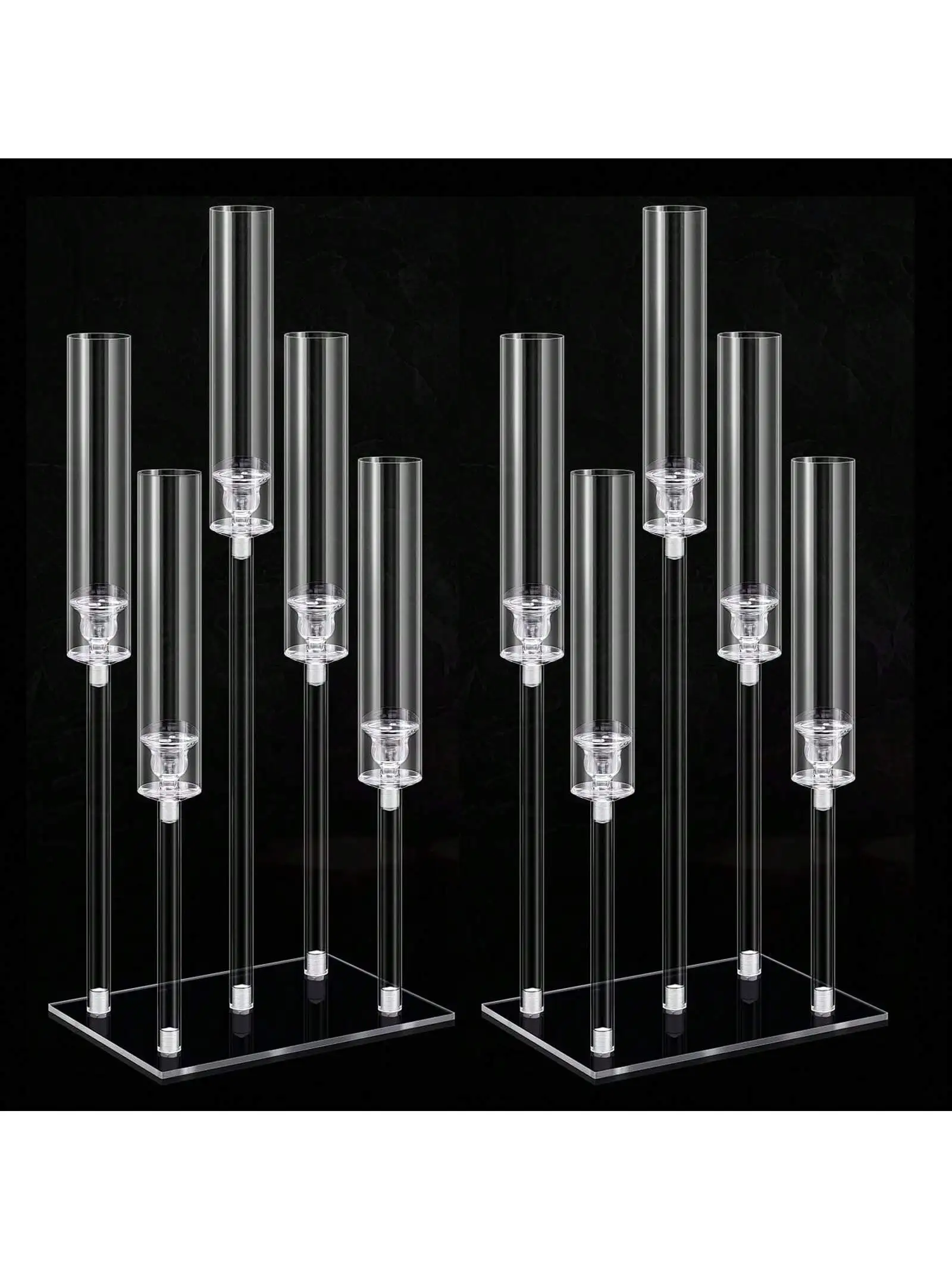 Acrylic Candelabra Centerpieces 5 Arm Clear Candelabra Candle Holder Crystal Taper Candlestick