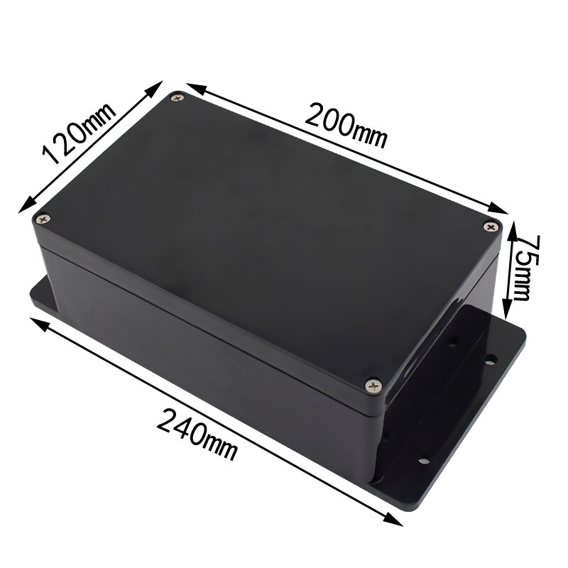 Black Outdoor Waterproof Enclosure Plastic Box Electronic Project Instrument Case Electrical Project Box Junction Box Housing: 200-120-75(ears)