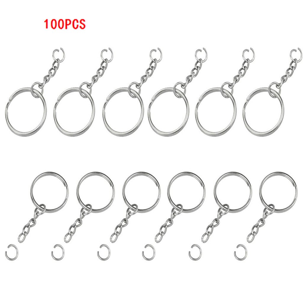 100pcs/lot Key Chain Key Ring keychain Bronze Rhodium Gold 28mm Long Round Split Keyrings Keychain Jewelry Making DIY: Default Title