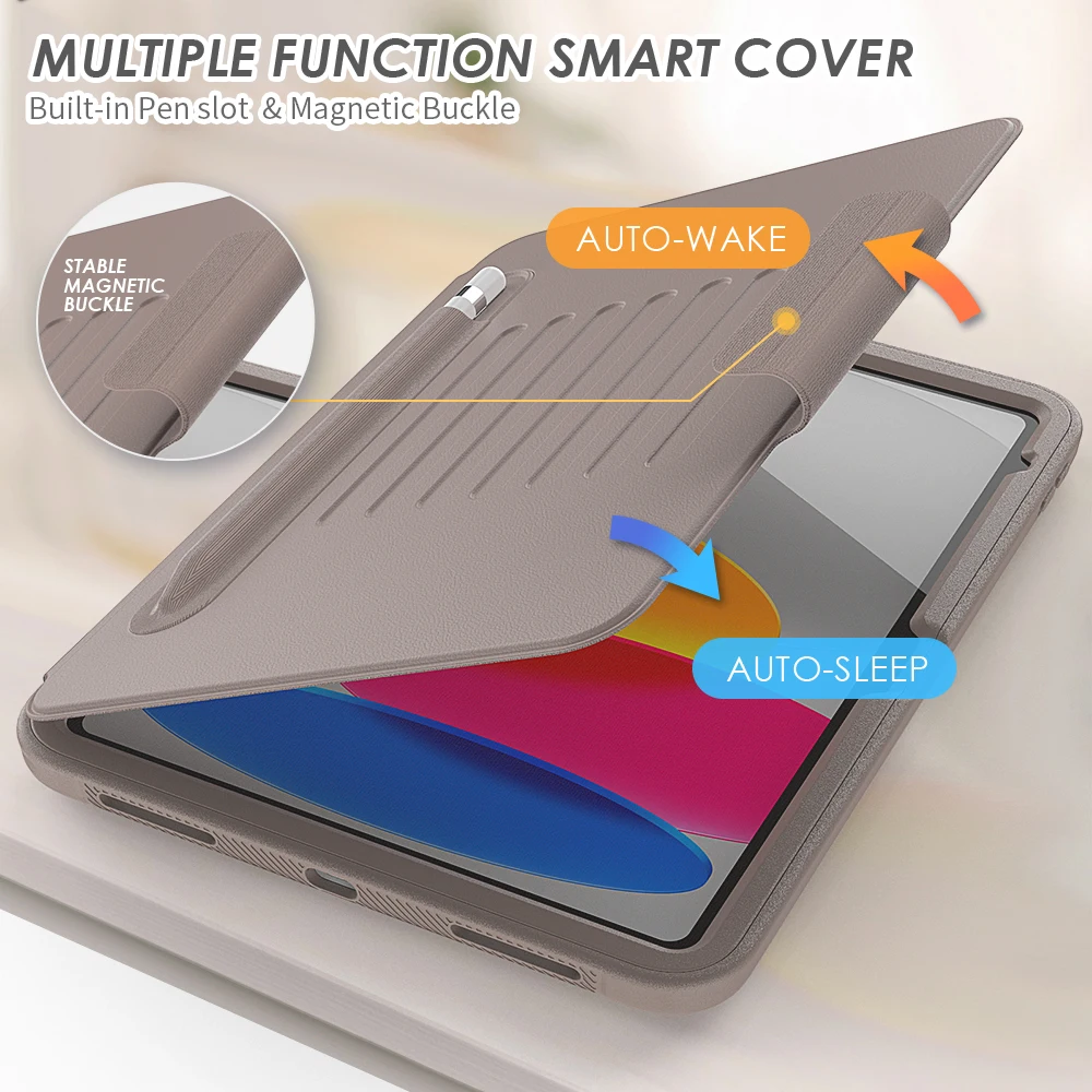 Funda para iPad 11th(A16)10th Generation 7/8/9th 10,2 mini6 7 Air 4 5 Pro 11 13 Funda de cuero para tableta a prueba de golpes Funda para niños