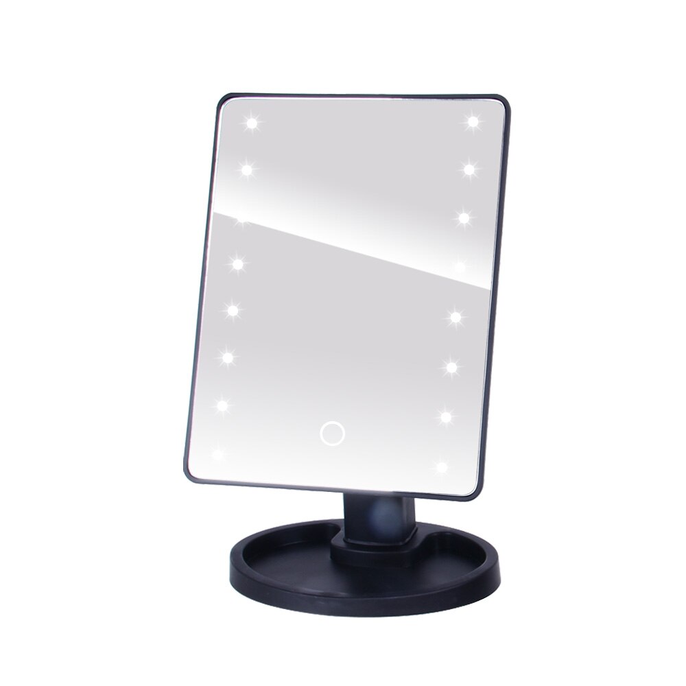 2 Kleuren Led Vergrootglas Professionele Make-Up Spiegels Met Verstelbare Touch Screen Professionele Verlichte Spiegel Beauty Make-Up Tools: 16LED Black