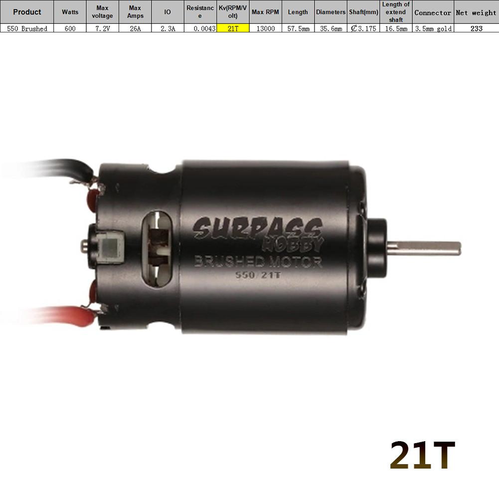 RC Brushed Motor - 550 Size - 12T 21T 27T 35T - for 1/10 RC Cars Off-Road Rock Crawler: 21T